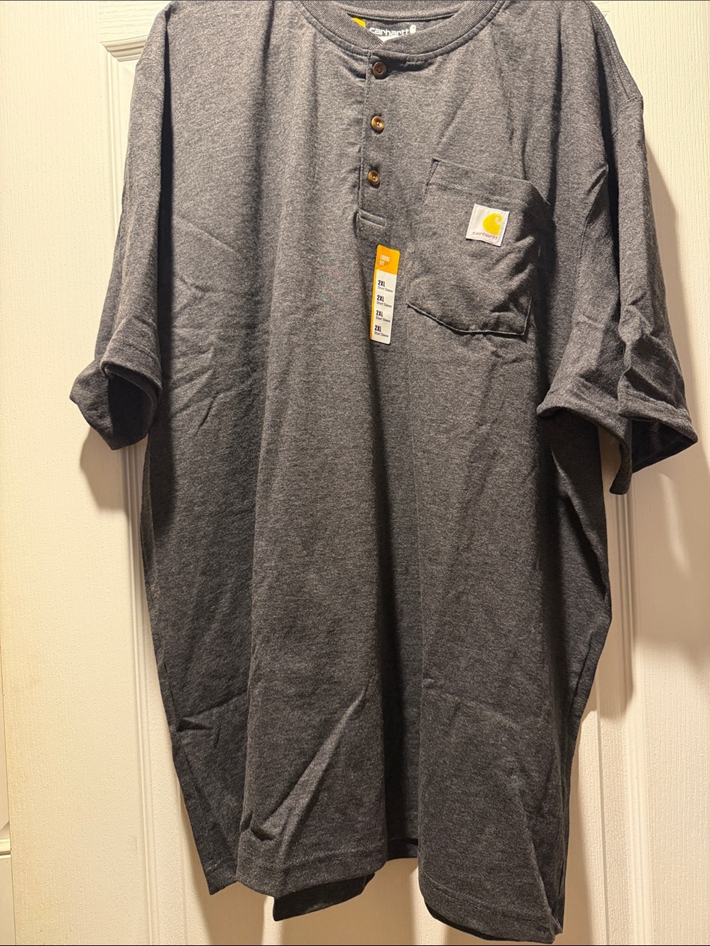 Carhartt Short-Sleeve Dark Gray Henley Pocket Tee